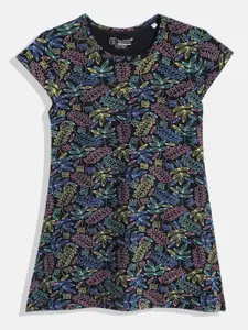 Eteenz Girls Tropical Printed Cap Sleeves Pure Cotton A-Line Dress