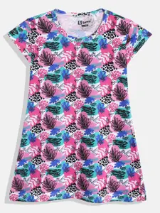 Eteenz Girls Tropical Printed Cap Sleeves Pure Cotton A-Line Dress