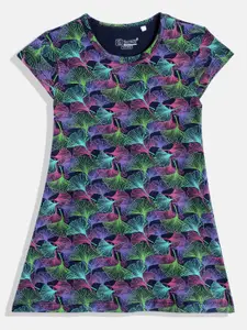 Eteenz Girls Tropical Printed Cap Sleeves Pure Cotton A-Line Dress
