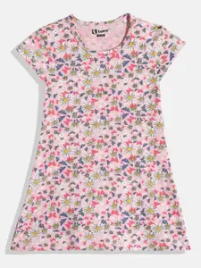 Eteenz Girls Floral Printed Cap Sleeves Pure Cotton A-Line Dress