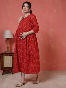 Nayo Bandhni Print Empire Maternity Dress