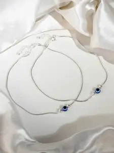 925 SILLER 925 Pure Silver Evil Eye Elegant Anklet