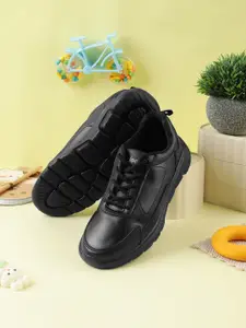 Liberty Leap7x Kids Black Lacing School Shoes