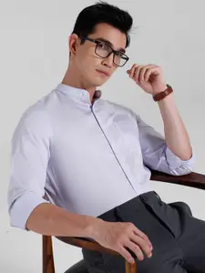 INVICTUS Signature Slim Fit Band Collar Pure Cotton Formal Shirt