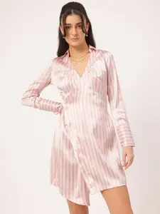 DressBerry Satin Striped Wrap Mini Dress