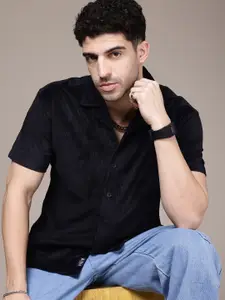 The Roadster Life Co. Relaxed Fit Velvet Finish Casual Shirt