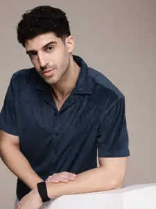 The Roadster Life Co. Relaxed Fit Self Design Velvet Finish Casual Shirt