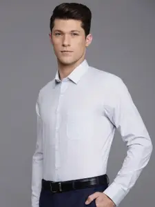 Louis Philippe Slim Fit Opaque Checked Pure Cotton Formal Shirt