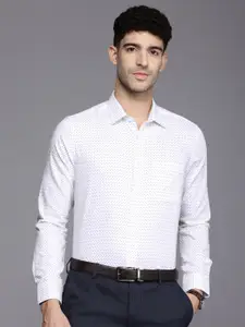 Louis Philippe Slim Fit Geometric Printed Pure Cotton Formal Shirt