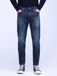 Flying Machine Men Tapered Fit Low Distress Light Fade Stretchable Jeans