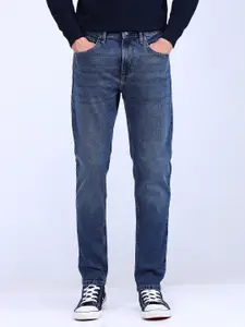 Flying Machine Men Tapered Fit Low Distress Light Fade Stretchable Jeans