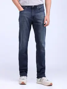 Flying Machine Men Straight Fit Low Distress Light Fade Stretchable Jeans