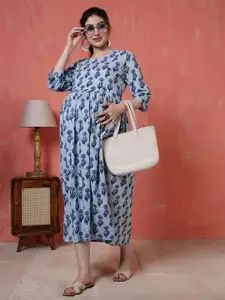 Nayo Print Maternity A-Line Midi Dress