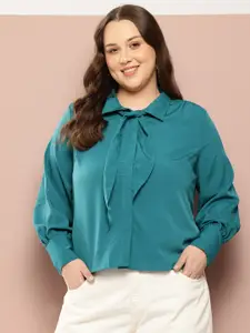 Sztori Plus Size Casual Shirt With Tie-Up Detail