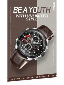 Naviforce Men Dial & Leather Bracelet Style Straps Analogue Multi Function Watch NF9197L SBD.BN