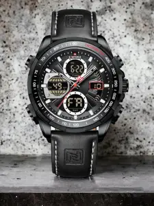 Naviforce Men Dial & Leather Bracelet Style Straps Analogue Multi Function Watch NF9197L BWB