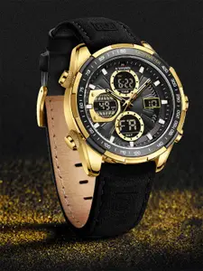 Naviforce Men Dial & Leather Bracelet Style Straps Analogue Multi Function Watch NF9197L GBB