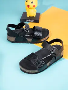 BRISKERS Girls Textured Open Toe Flats With Buckle