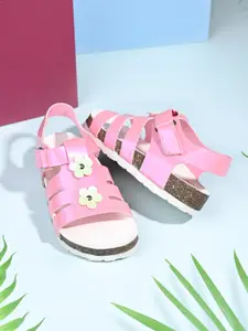 BRISKERS Girls Velcro Open Toe Flats