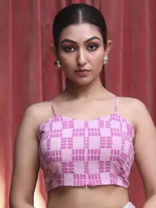 Indethnic Shoulder Strap Geometric Saree Blouse