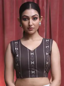 Indethnic Women Woven Design Saree Blouse