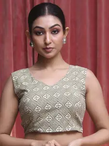 Indethnic Printed Cotton Saree Blouse