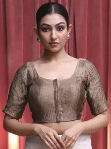 Indethnic U Neck Short Sleeves Saree Blouse