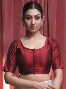 Indethnic U Neck Short Sleeves Saree Blouse