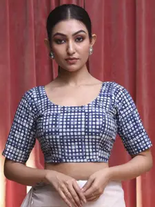 Indethnic Printed Non-Padded Cotton Saree Blouse