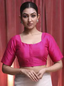 Indethnic Square Neck Short Sleeves Saree Blouse