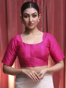 Indethnic Square Neck Short Sleeves Saree Blouse