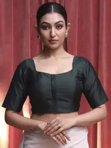 Indethnic Square Neck Short Sleeves Saree Blouse