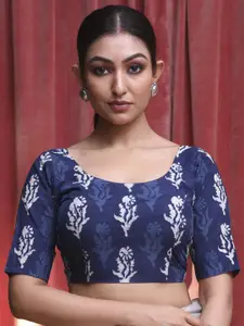 Indethnic Printed Cotton Saree Blouse