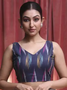 Indethnic Women Sleeveless V Neck Saree Blouse