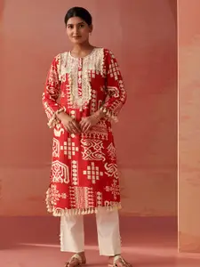 Lakshita Women Printed Keyhole Neck Sequinned Kurta