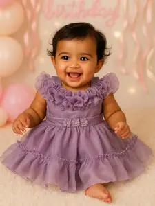 MeeMee Girls Floral Applique Fit & Flare Dress