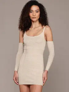 bebe Soft Romance Bodycon Mini Dress with Arm Sleeves