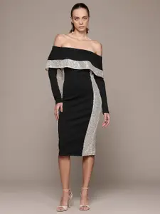 bebe Future Glam Off-Shoulder Bodycon Dress