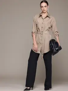 bebe All Day Belted Longline Casual Shirt