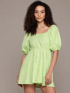 bebe Puff Sleeves A-Line Mini Dress