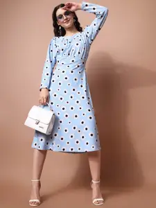 PURVAJA Printed Ruched A-Line Dress