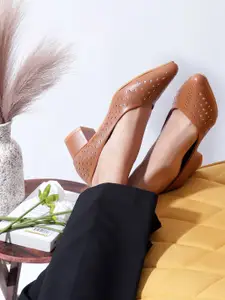 Carlton London Women Textured Block Pumps With Laser Cuts