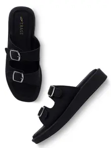 TRASE Women Open Toe Flats with Buckles