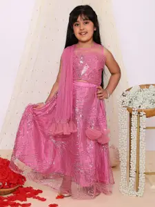 KID1 Girls Embellished Sequinned Ready to Wear Lehenga & Blouse With Dupatta