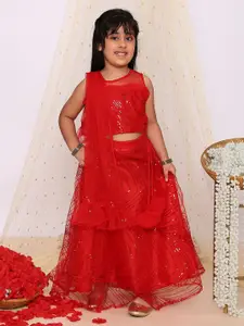 KID1 Girls Embellished Sequinned Ready to Wear Lehenga & Blouse With Dupatta