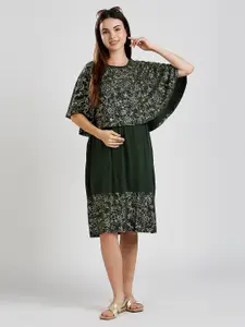 True Shape Floral Print cape sleeves fit and falre cotton drees