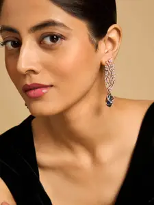 Kushal's Fashion Jewellery Copper Rose Gold-Plated Zircon Embellished Bridal Necklace