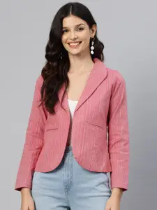 Cottinfab Striped Single-Breasted Pure Cotton Casual Blazer