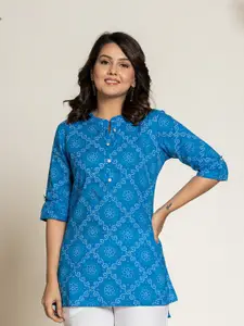 ROOPWATI FASHION Bandhani Printed Pure Cotton Pleated Kurti