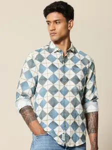 Mr Bowerbird Men Premium Tailored Fit Printed Linen Cotton Casual Shirt